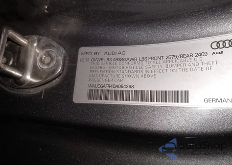 2013 Audi S5 3.0T Premium Plus from USA, damaged, VIN WAUCGAFR4DA054368